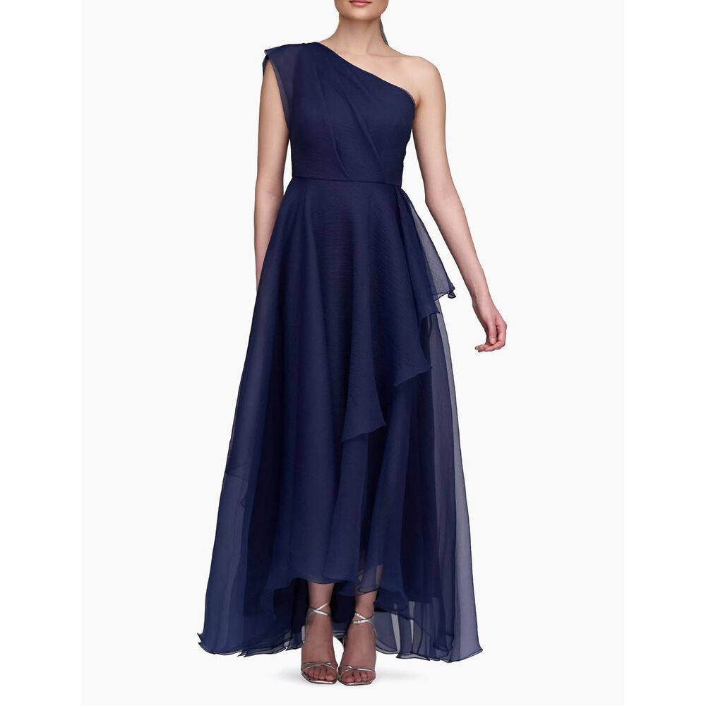 Theia Savannah Pebbled Organza One-Shoulder Gown Size US14 $795